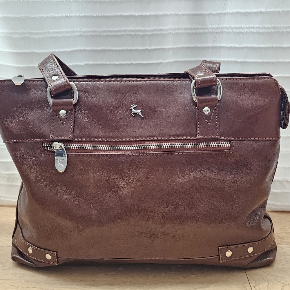 Ashwood Velutto Eleganza Chestnut Brown Leather Tote Bag NWT
